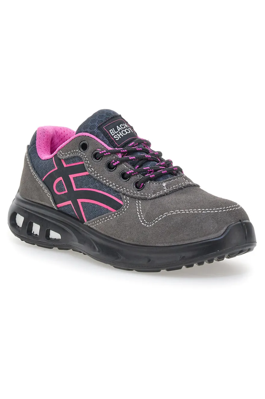 Sneakers antinfortunistiche grigie in pelle Black shoot YL-5068-B S1P