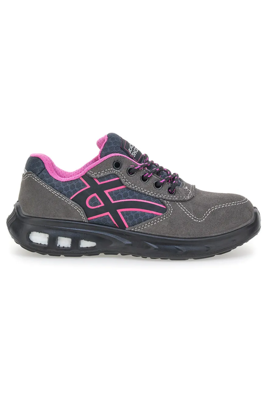 Sneakers antinfortunistiche grigie in pelle Black shoot YL-5068-B S1P