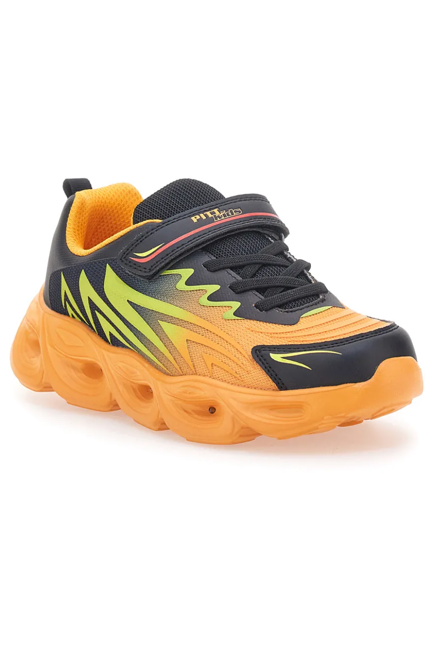 Sneakers Arancione con Dettagli Neri e Velcro PITT KIDS K191562