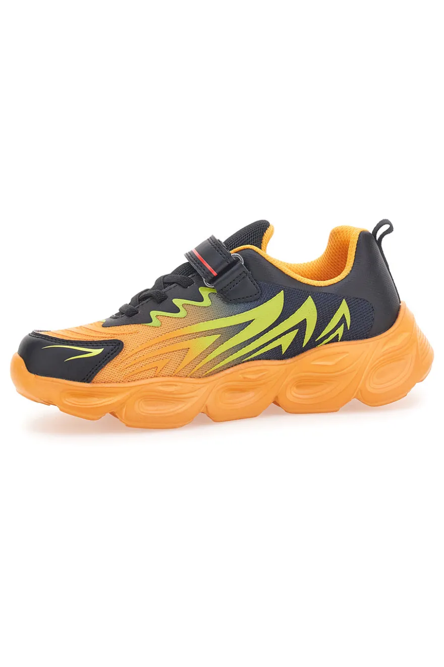 Sneakers Arancione con Dettagli Neri e Velcro PITT KIDS K191562