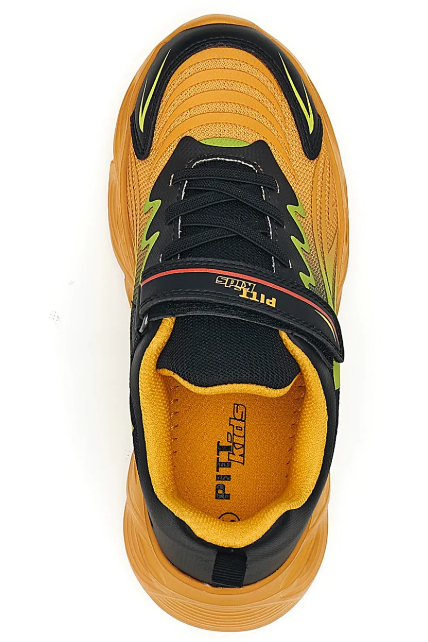 Sneakers Arancione con Dettagli Neri e Velcro PITT KIDS K191562