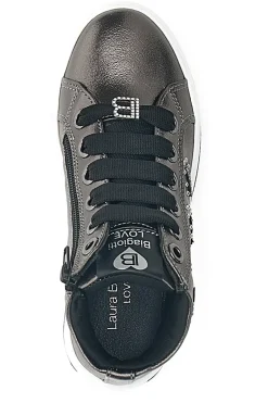 Sneakers Argento con Cerniera e Cuori Glitterati Laura Biagiotti 87049386 da Bambina