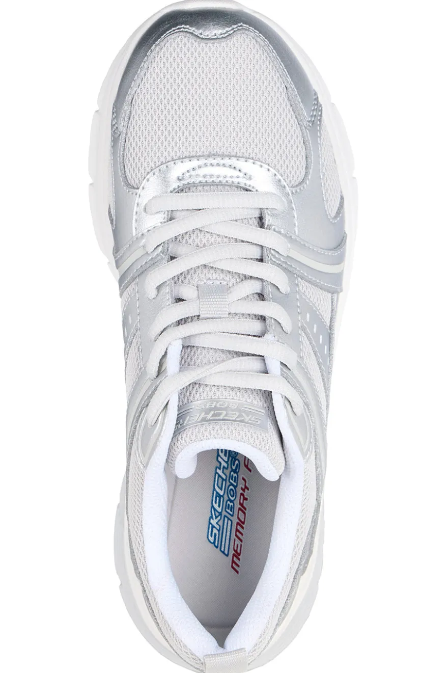 Sneakers argento con inserti in mesh Skechers Bobs Vamos