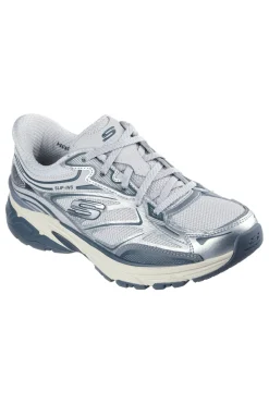 Sneakers argento con inserti silver e calzata facilitata Skechers Stamina Sport Slip-ins
