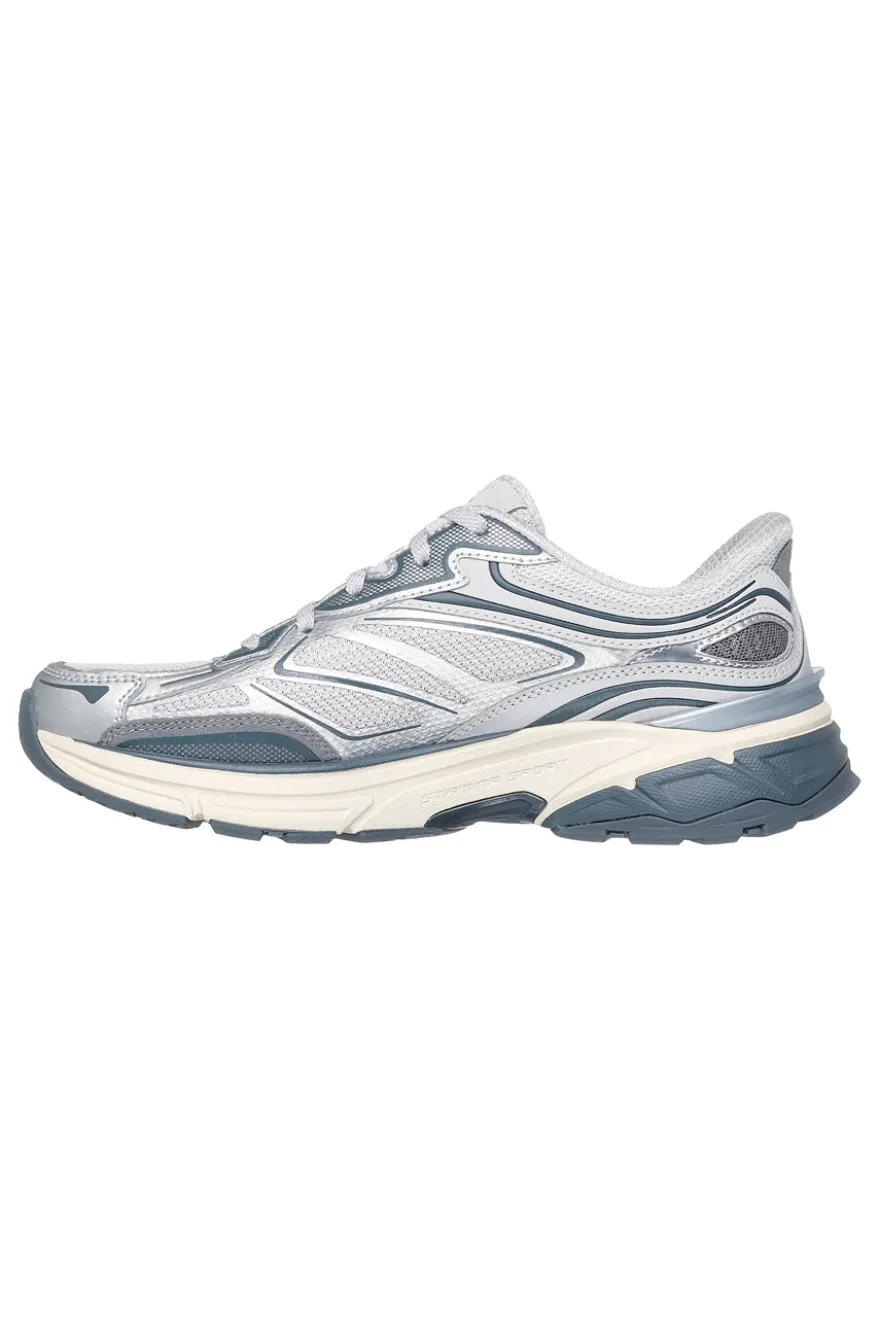 Sneakers argento con inserti silver e calzata facilitata Skechers Stamina Sport Slip-ins