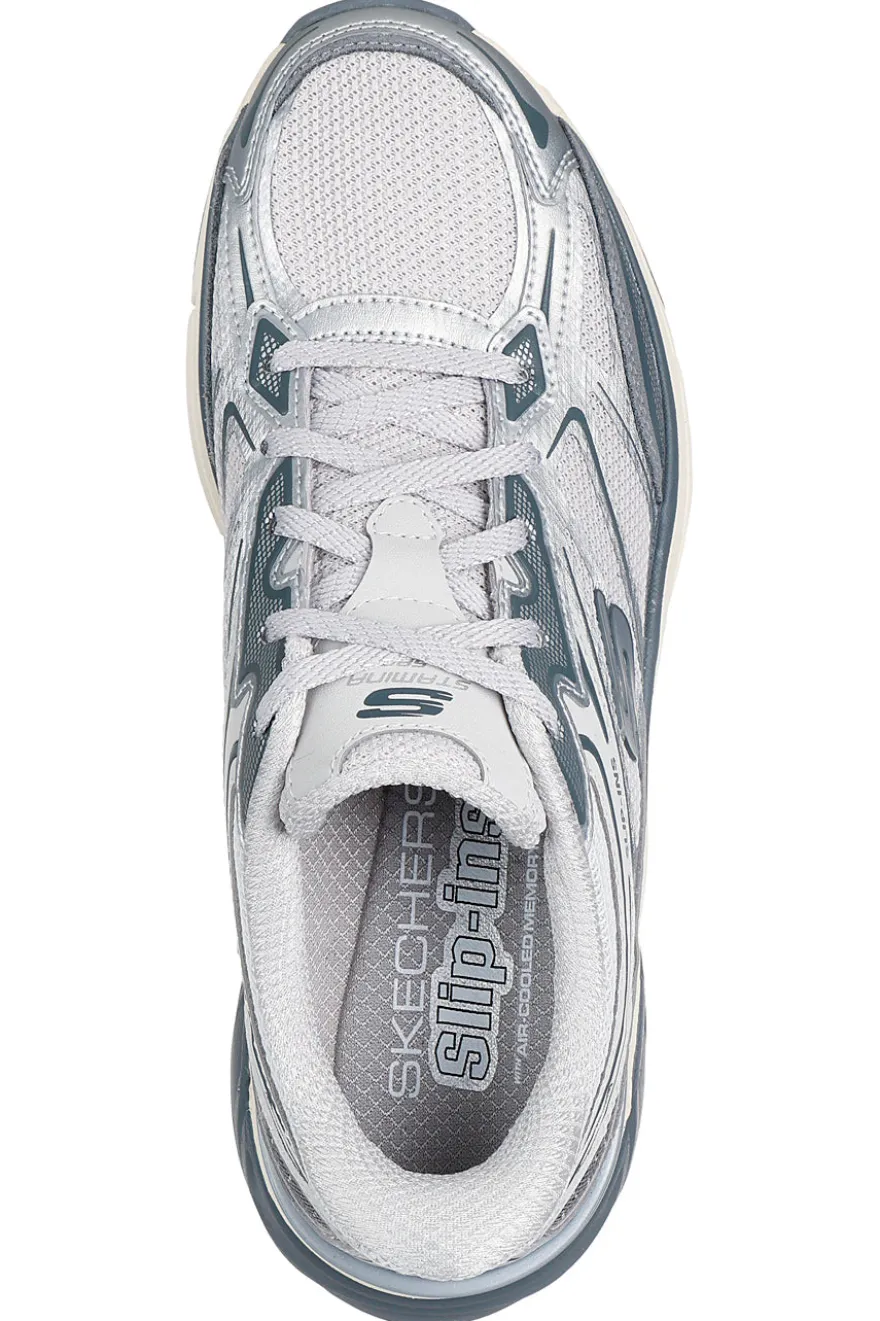 Sneakers argento con inserti silver e calzata facilitata Skechers Stamina Sport Slip-ins