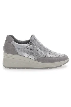 Sneakers Argento In Pelle Con Zeppa IMac 555730