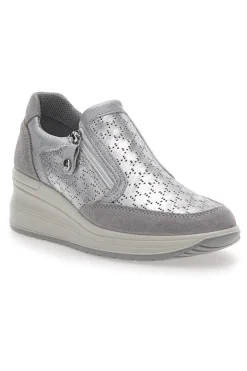 Sneakers Argento In Pelle Con Zeppa IMac 555730