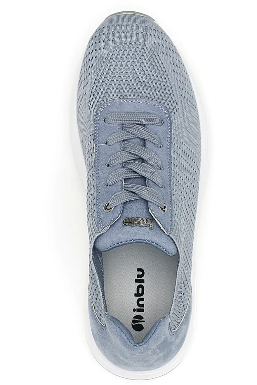 Sneakers azzurre in tessuto traspirante con zeppa Inblu 485IN