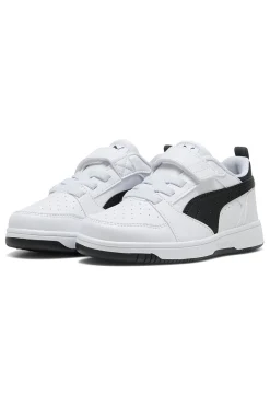 Sneakers bambino bianche e nere Puma Rebound V6 Lo AC+ PS