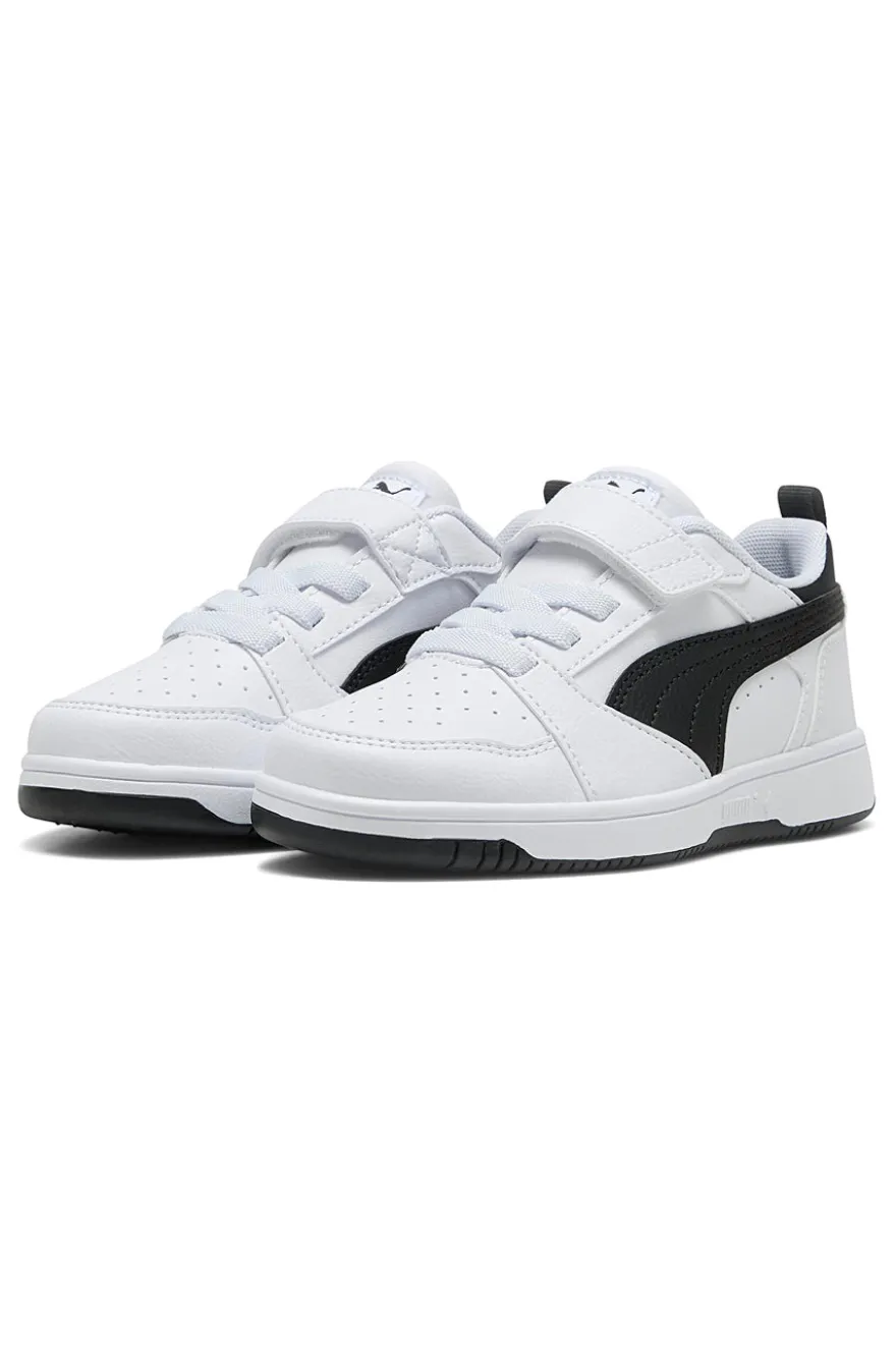 Sneakers bambino bianche e nere Puma Rebound V6 Lo AC+ PS