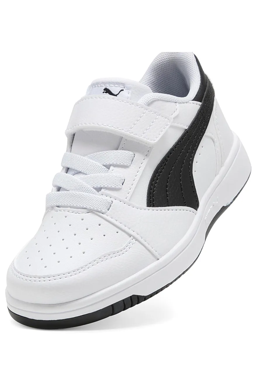 Sneakers bambino bianche e nere Puma Rebound V6 Lo AC+ PS
