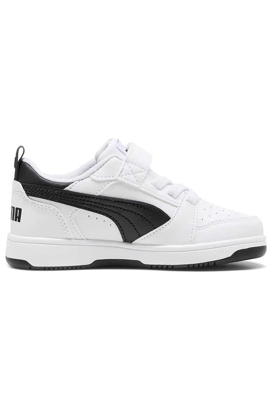 Sneakers bambino bianche e nere Puma Rebound V6 Lo AC+ PS
