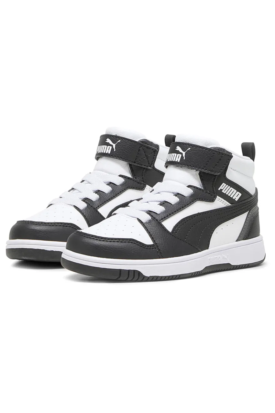 Sneakers bambino bianche e nere mid Puma Rebound V6 Mid AC+ PS