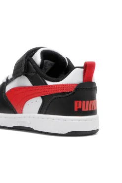 Sneakers bambino bianche e nere con dettagli rossi Puma Rebound V6 Lo AC+ Inf