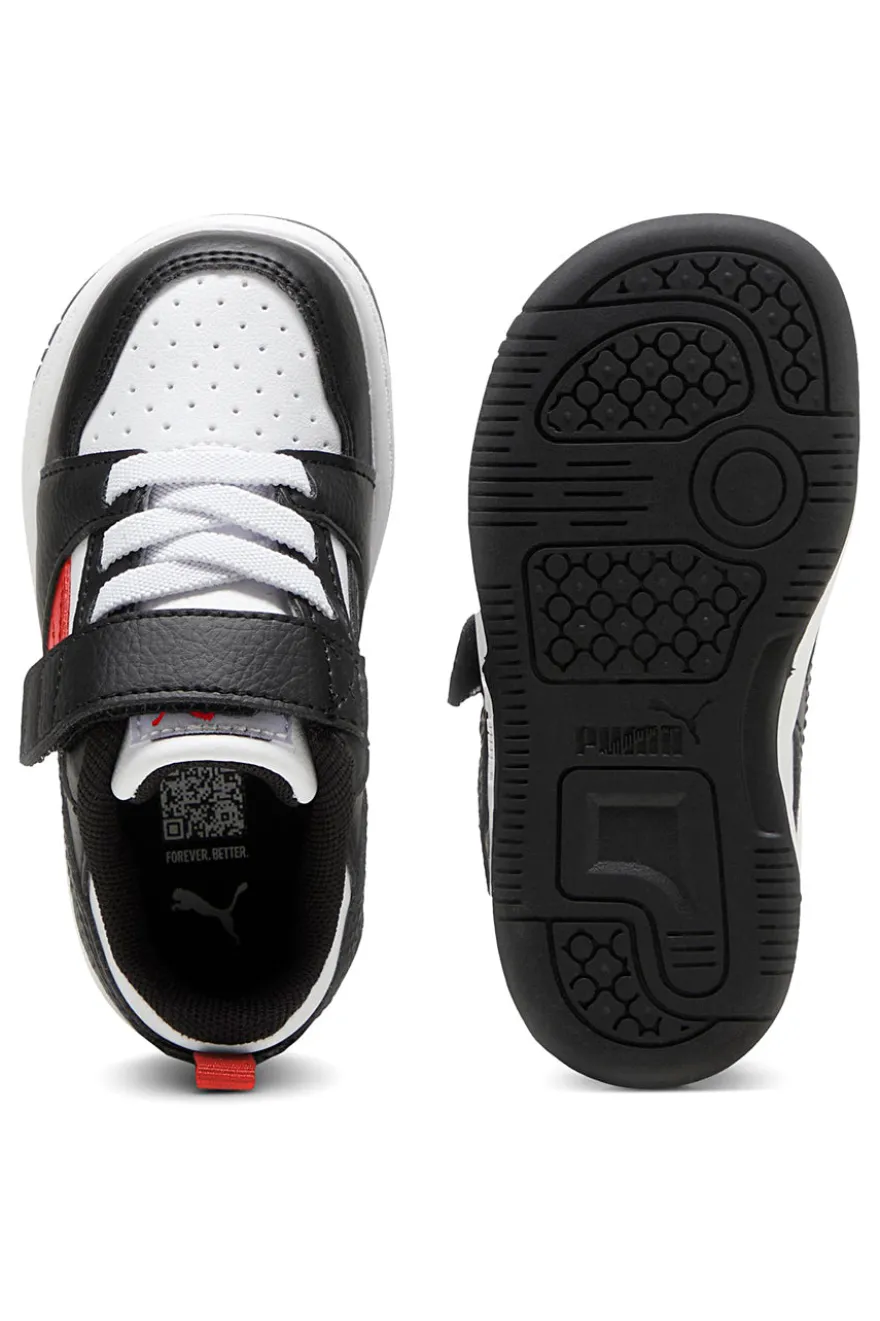 Sneakers bambino bianche e nere con dettagli rossi Puma Rebound V6 Lo AC+ Inf