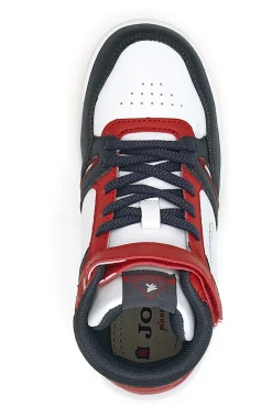 Sneakers basket bianche rosse alte Joma J Platea Mid Jr 2406 da Bimbi