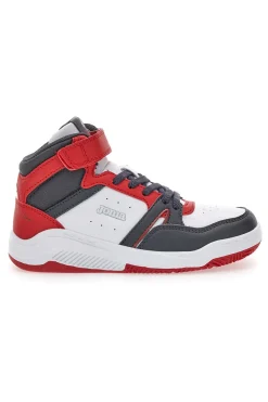 Sneakers basket bianche rosse alte Joma J Platea Mid Jr 2406 da Bimbi