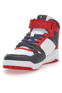 Sneakers basket bianche rosse alte Joma J Platea Mid Jr 2406 da Bimbi