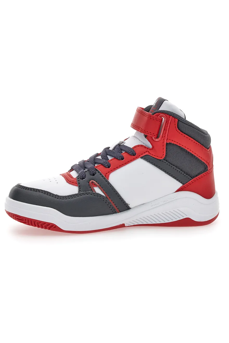 Sneakers basket bianche rosse alte Joma J Platea Mid Jr 2406 da Bimbi