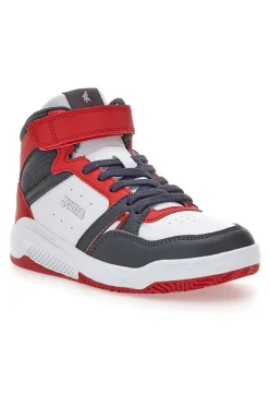 Sneakers basket bianche rosse alte Joma J Platea Mid Jr 2406 da Bimbi