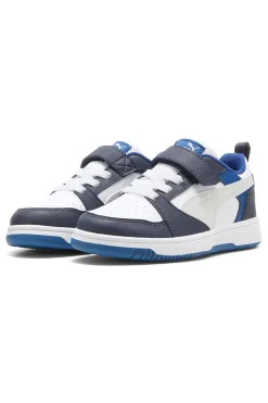 Sneakers basse bianche blu navy con strappo Puma Rebound V6 Lo AC+ PS