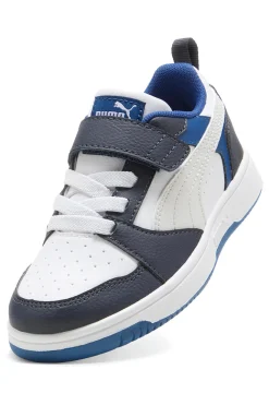 Sneakers basse bianche blu navy con strappo Puma Rebound V6 Lo AC+ PS