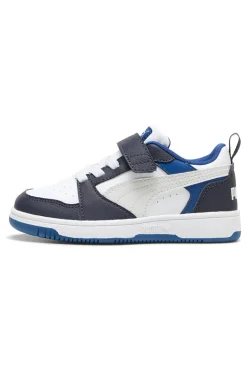 Sneakers basse bianche blu navy con strappo Puma Rebound V6 Lo AC+ PS