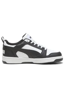 Sneakers basse bianche e nere stile basket Puma Rebound V6 Lo Jr