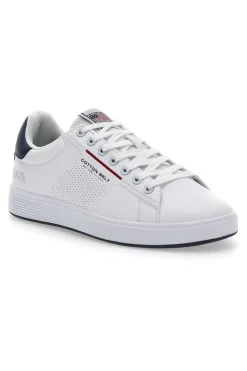 Sneakers Basse Bianche e Blu Cotton Belt Player Lth