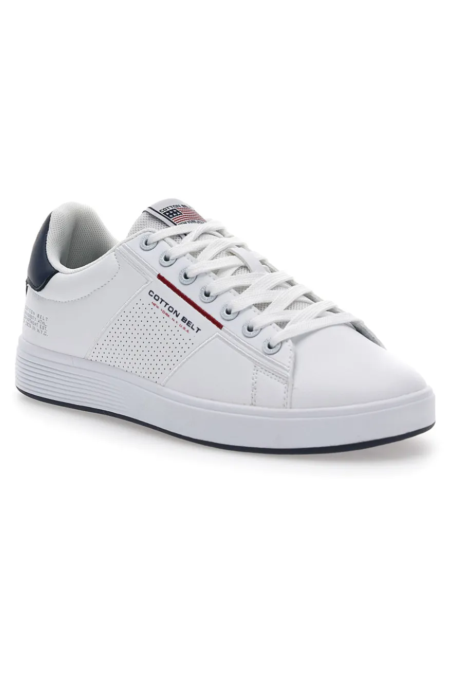 Sneakers Basse Bianche e Blu Cotton Belt Player Lth