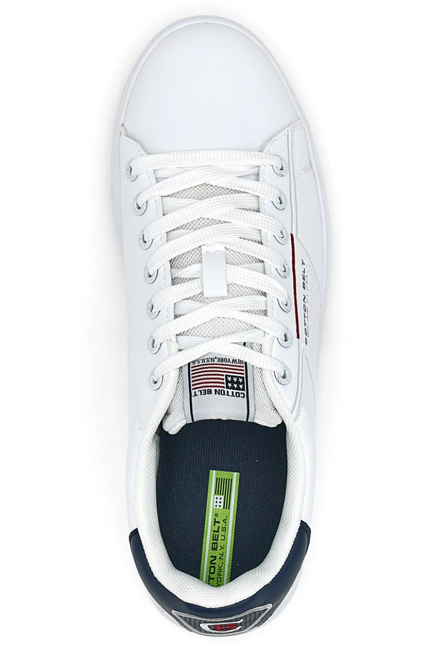 Sneakers Basse Bianche e Blu Cotton Belt Player Lth