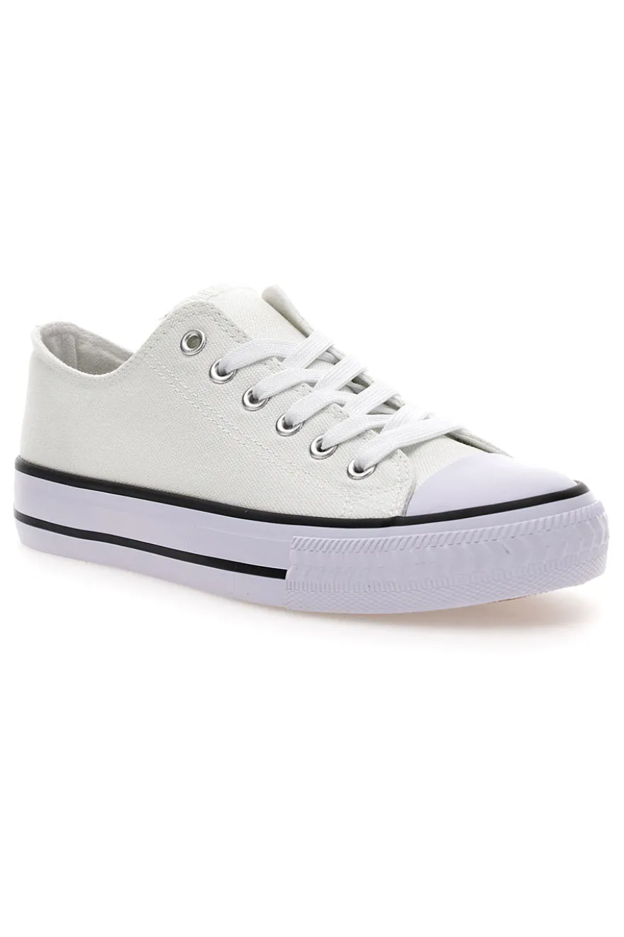 Sneakers basse bianche in tela suola platform Original Marines 4814