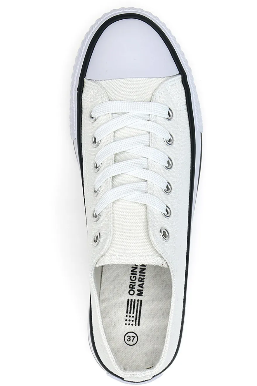 Sneakers basse bianche in tela suola platform Original Marines 4814