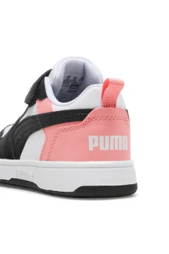 Sneakers basse bianche nere e rosa con strappo Puma Rebound V6 Lo AC+ PS