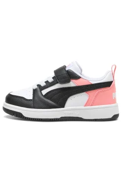Sneakers basse bianche nere e rosa con strappo Puma Rebound V6 Lo AC+ PS
