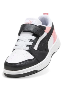 Sneakers basse bianche nere e rosa con strappo Puma Rebound V6 Lo AC+ PS