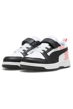 Sneakers basse bianche nere e rosa con strappo Puma Rebound V6 Lo AC+ PS