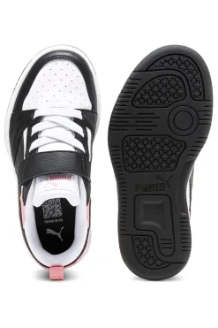 Sneakers basse bianche nere e rosa con strappo Puma Rebound V6 Lo AC+ PS