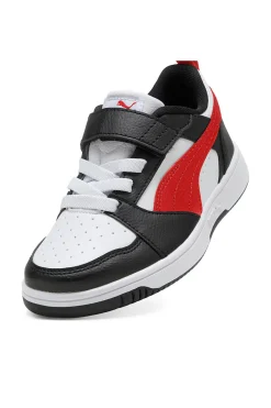 Sneakers basse bianche nere e rosse con strappo Puma Rebound V6 Lo AC+ PS