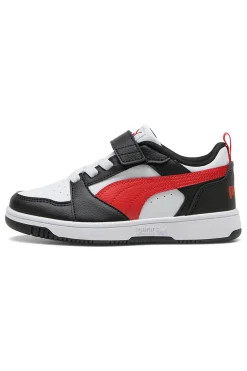 Sneakers basse bianche nere e rosse con strappo Puma Rebound V6 Lo AC+ PS