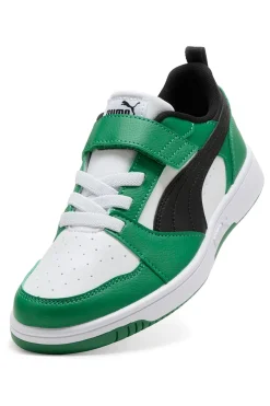 Sneakers basse bianche verdi e nere con strappo Puma Rebound V6 Lo AC+ PS