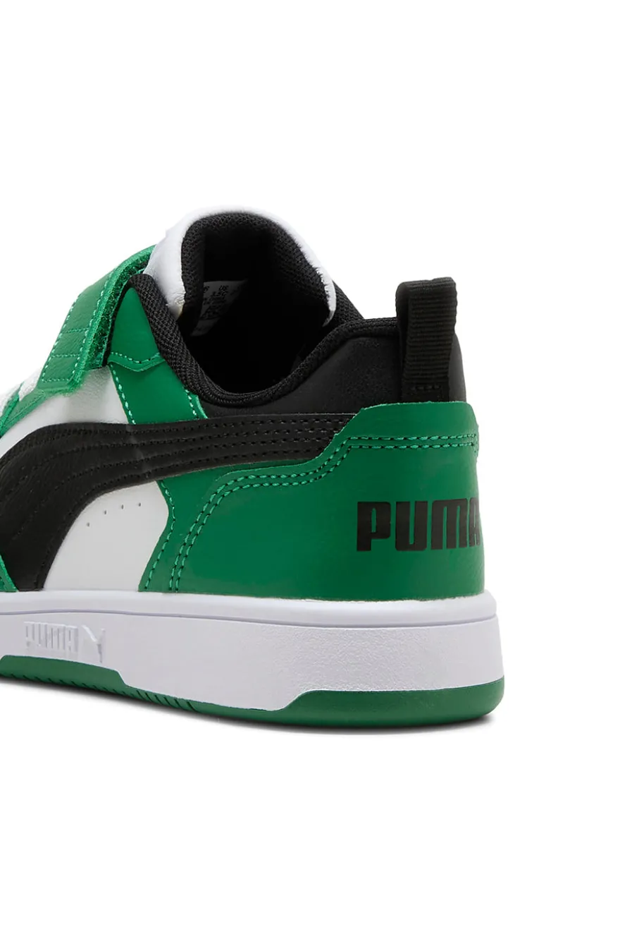 Sneakers basse bianche verdi e nere con strappo Puma Rebound V6 Lo AC+ PS