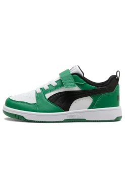 Sneakers basse bianche verdi e nere con strappo Puma Rebound V6 Lo AC+ PS