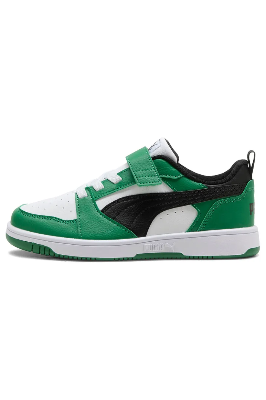 Sneakers basse bianche verdi e nere con strappo Puma Rebound V6 Lo AC+ PS