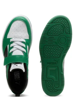 Sneakers basse bianche verdi e nere con strappo Puma Rebound V6 Lo AC+ PS