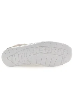 Sneakers Beige Bianco in pelle con lacci e zip Prima riga 21668FAST