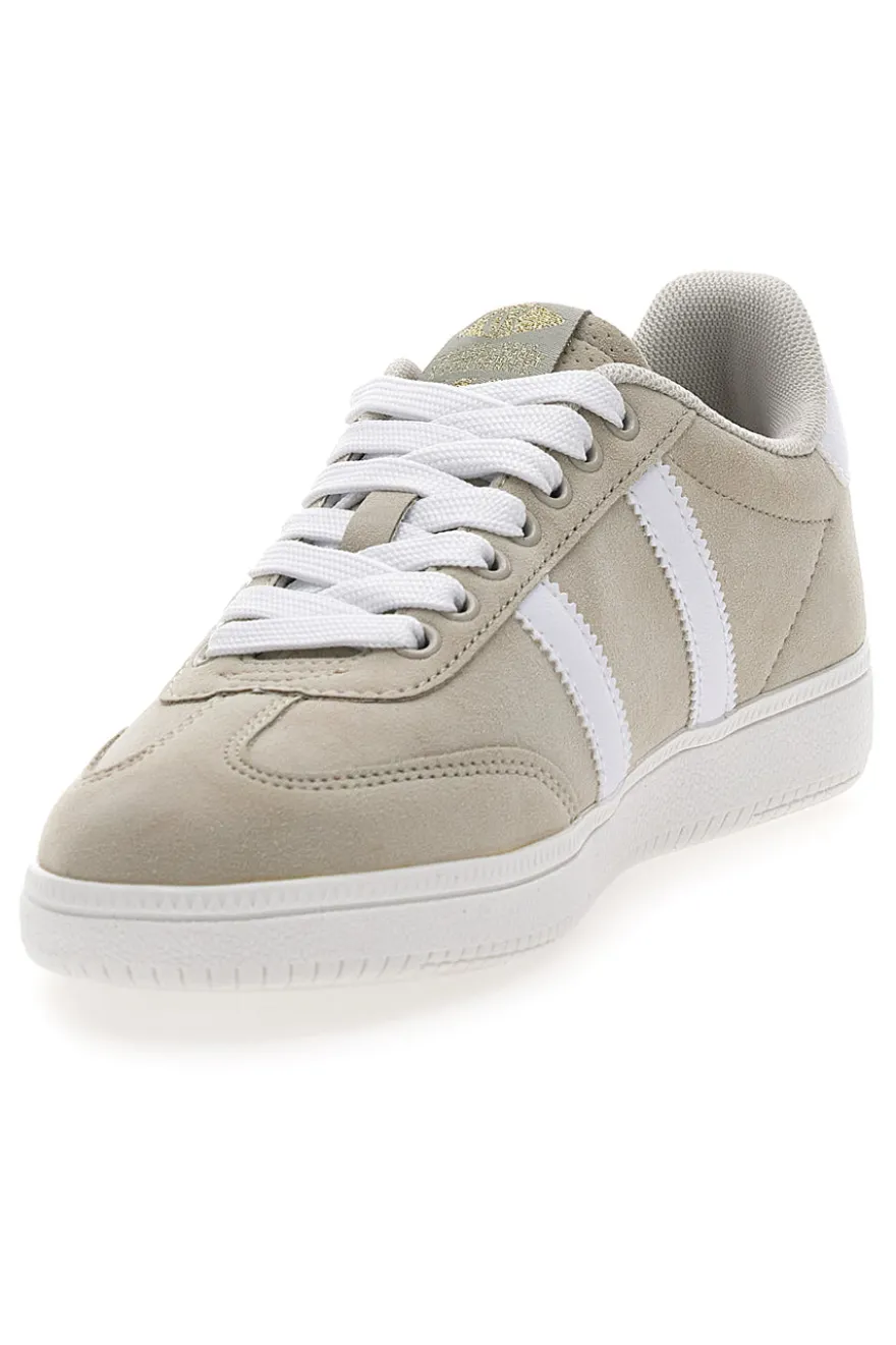 Sneakers Beige con Bande Laterali Bianche COTTON BELT AMELIE SD