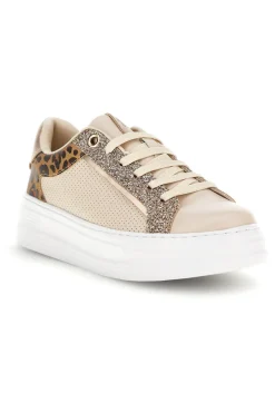 Sneakers beige con dettagli animalier e glitterati Mariella Burani 52120C1451