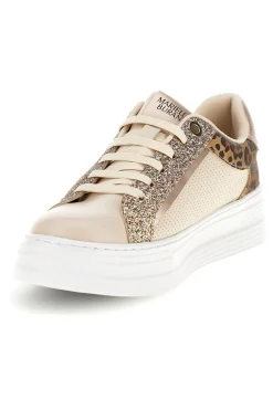 Sneakers beige con dettagli animalier e glitterati Mariella Burani 52120C1451